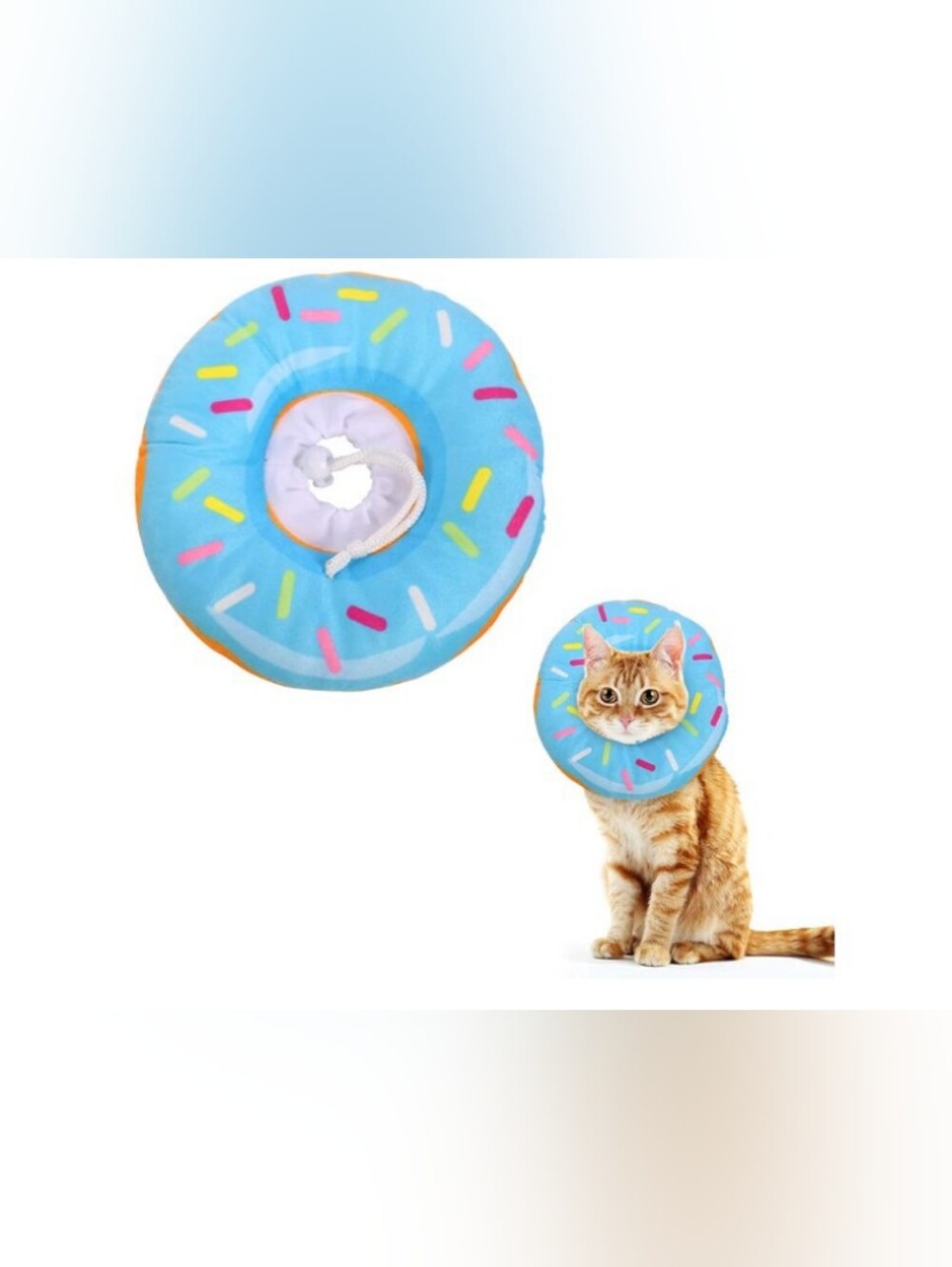 Blue Donut Cat Recovery Collar - Adjustable Inflatable E-Collar